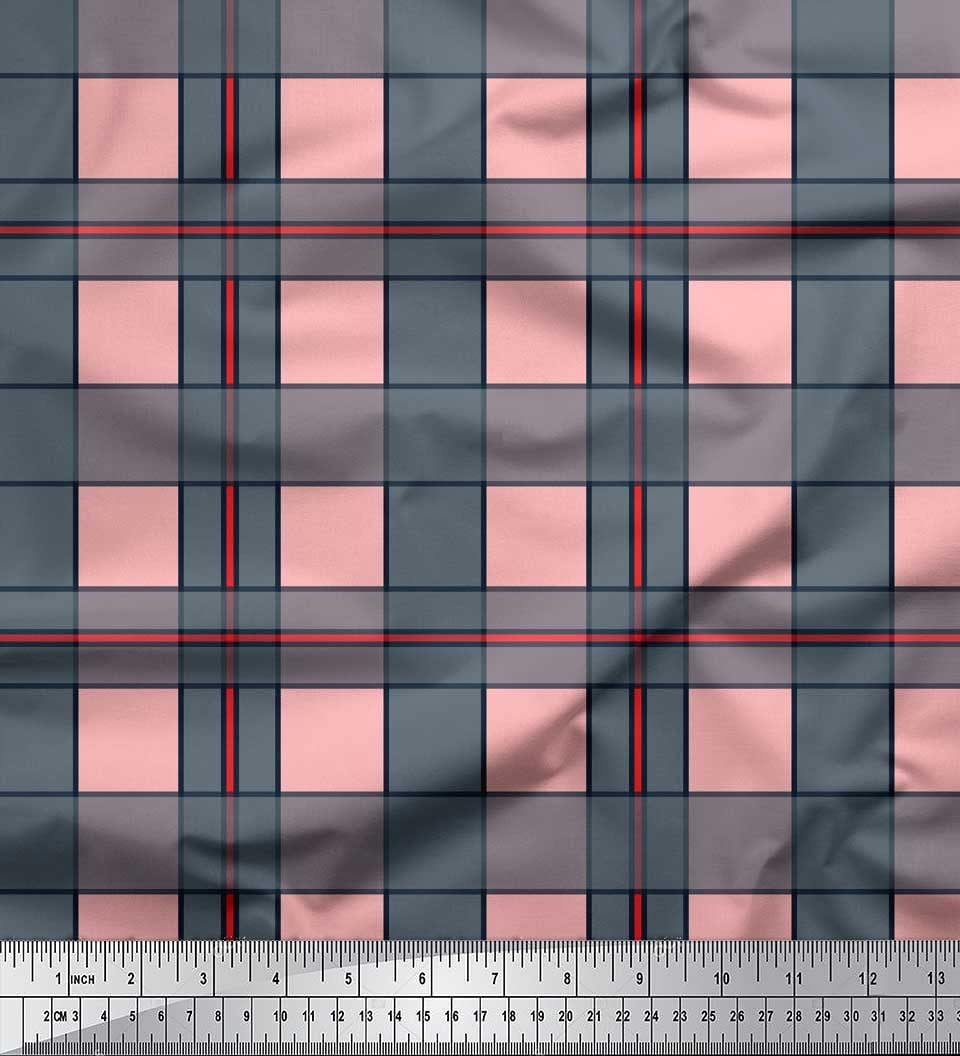 Check Print Textile Soimoi Pink Cotton Voile Fabric Check Check Print Fabric by the Yard 42 ...