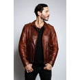 thumbnail image 1 of Brown Distressed Motorcycle Jacket With Asymmetrical Zipper Closure Mens Brown Leather Motorcycle Jacket Brown Leather Biker Jacket For Men size S, 1 of 4