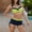 Green~, variant on Jjayotai No Boundaries Women Two Piece Swimsuit, Athletic Bathing Suits for Women, Ruffled Tummy Control High Waisted Swimsuits, Color Block Bikini Sets for Women Black~ L