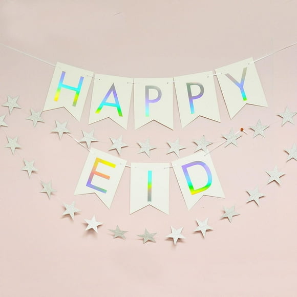modernEID bannière de fanion en feuille holographique joyeux Eid