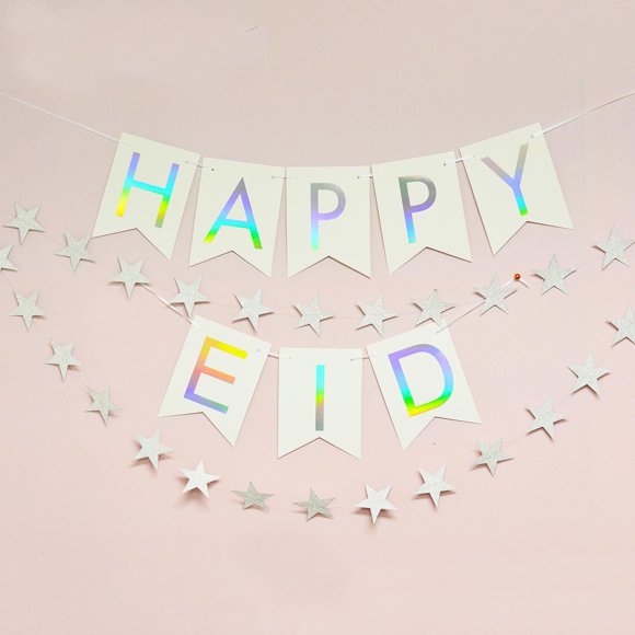 modernEID Happy Eid holographic foil pennant banner