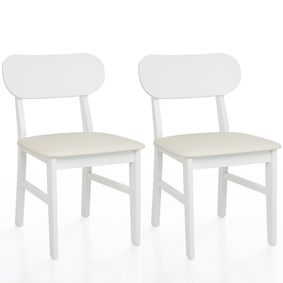 FUNA Farmhouse Dining Chairs Set of 2 White Faux Leather Upholstered Side Chairs