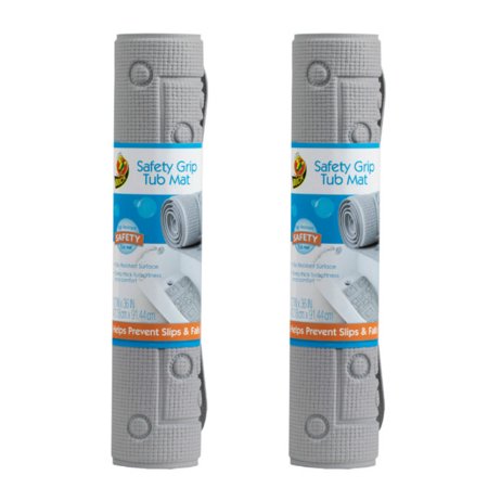 Duck Brand 286625 Safety Grip Bath Mat, 17 x 36 Inches, Gray, 2-Pack