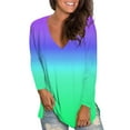 thumbnail image 4 of DondPO Long Sleeve Shirts for Women Sweatshirt for Women Women -Dye OfficeCasual Shirt Womens Tops Graphic Tees Purple XL, 4 of 8