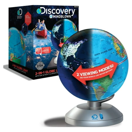 Discovery #Mindblown 2-in-1 World Globe LED Lamp w/Day & Night Modes, STEM Geography Map Educational Toy for Children