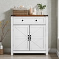 thumbnail image 2 of Tcbosik Sideboard Buffet Cabinet, Credenza with Storage Drawer, Adjustable Shelf and 2 Barn Doors, Farmhouse Coffee Bar Cabinet, Cupboard for Kitchen, Dining Room, Living Room, Easy Assembly, White, 2 of 7