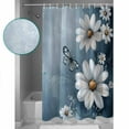 thumbnail image 3 of Small Stall Shower Curtain 36x78 Inch Narrow Half Size Elegant White Daisy Bath Curtains Bathroom Decor Pastoral Farmhouse Butterfly Floral Waterproof Fabric Shower Curtain Set with Hooks 36 Inch, 3 of 6
