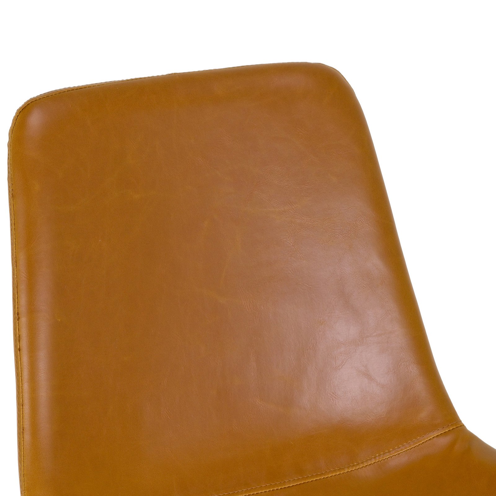 Set of 2 Alary Caramel Brown Faux Leather Modern Dining Chair with Black Iron Legs - image 4 of 6