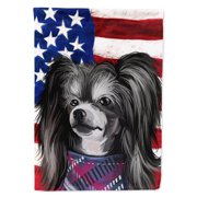 Caroline's Treasures Chinese Crested Dog American Flag Garden Flag