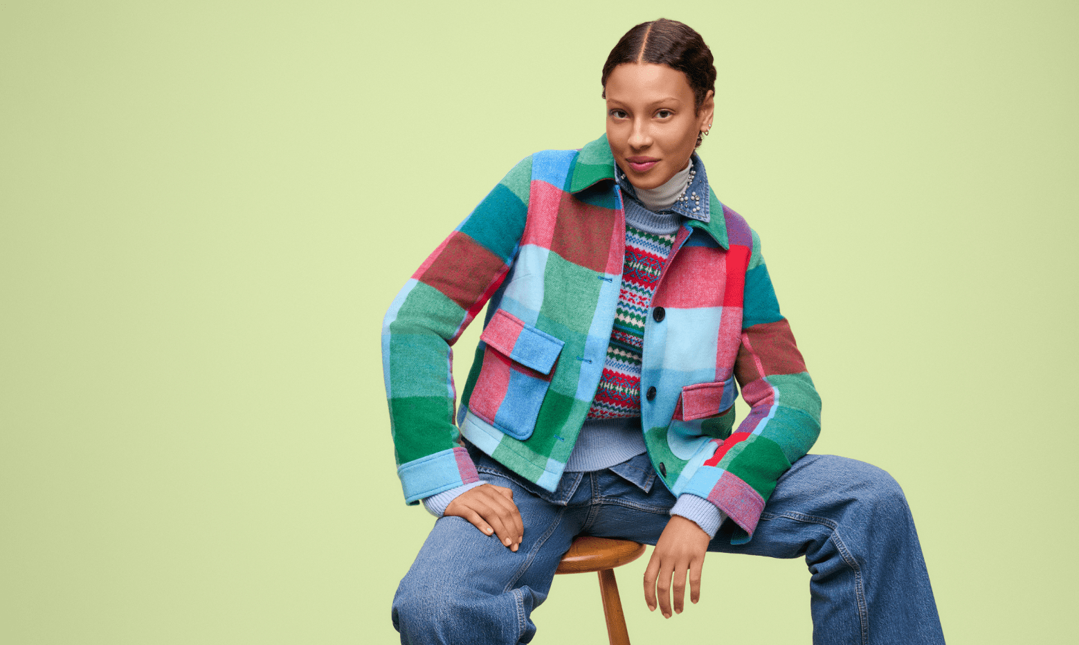 Free Assembly Women's Plaid Cropped Chore Jacket, Sizes XS-XXL