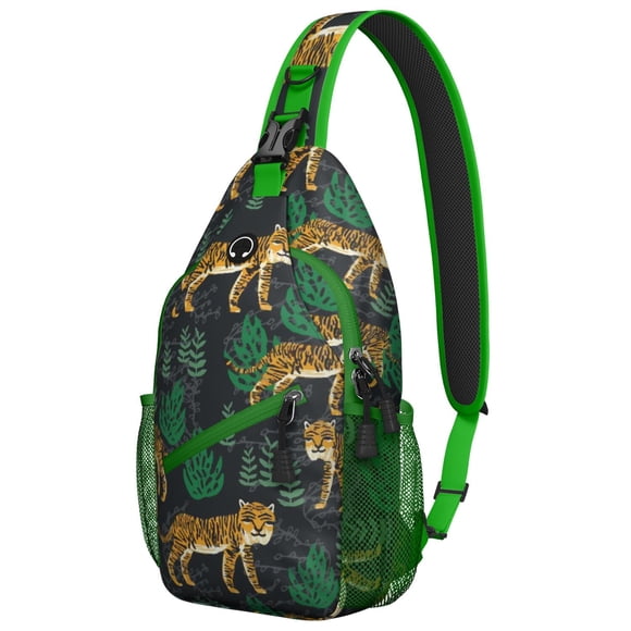Sac à Dos en Bandoulière Motif Tigre du Bengale pour Femmes, Rayures de la Jungle et Art du Tigre Rugissant, Accessoire de Voyage Imprimé Animal Tribal