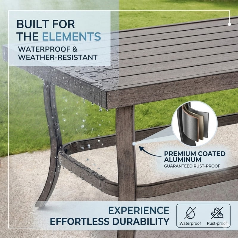 Howcool 2-Piece Outdoor All-Weather Loveseat with Coffee Table, Aluminum Sofa Chair with Cushion