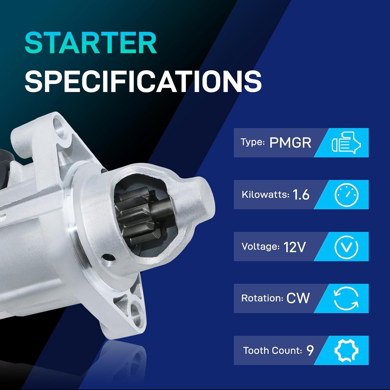 Starter for 2005-2010 Chrysler 300 V6 2.7L 3.5L, Dodge Charger 06-10 Magnum 05-08 Challenger 09-10, Replace 04608800AA M000T21171 SMT0298 19025N