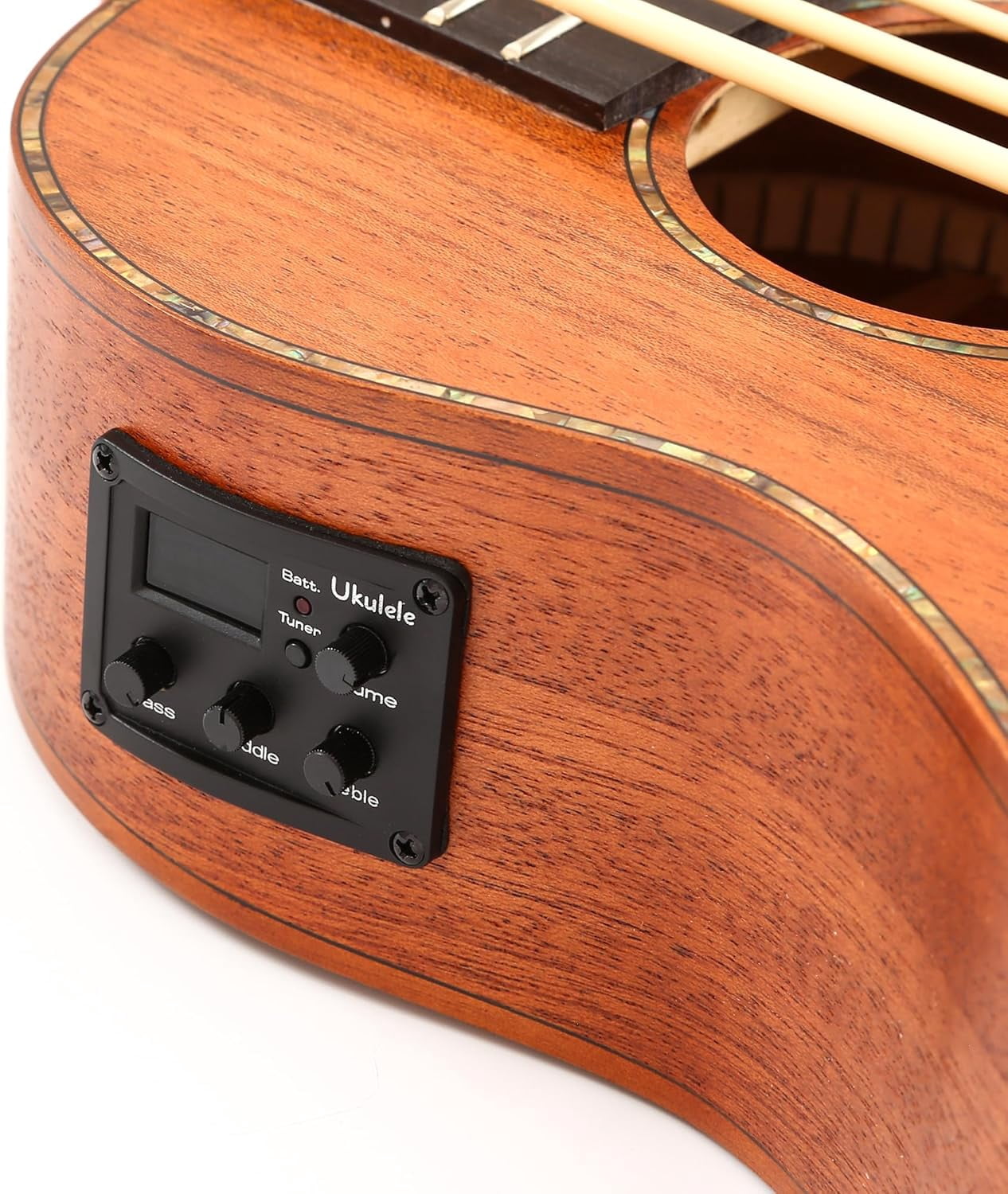 Batking Electric Bass Ukulele Baritone 4-String Fretted Acacia Wood Body with Gigbag 30 Inch