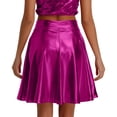 thumbnail image 4 of Women's High Waist Pleated Mini Skirt, Sexy Performance Skirt with Full Hem, Sparkly Stage Skirt for Dance, Show and Cosplay,Hot Pink,S, 4 of 4