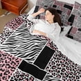 thumbnail image 4 of jejeloiu Pink White Black 7pcs Bedding Comforter Set,Leopard Cheetah Pattern Queen Bedding Sets,Wild Zebra Print Queen Sheet Sets For Teens,Breathable Home Decor Reversible, 4 of 8