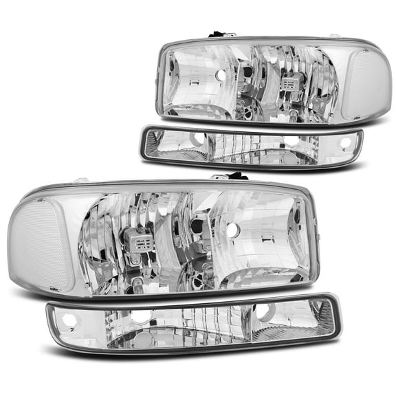 AUTOMUTO Headlight Assembly Chrome Housing Clear Reflector Clear Lens for GMC Sierra 1500 1999-2006,for GMC Sierra 1500 Classic 2007,for GMC Sierra 1500 HD 2001-2003 2005-2006