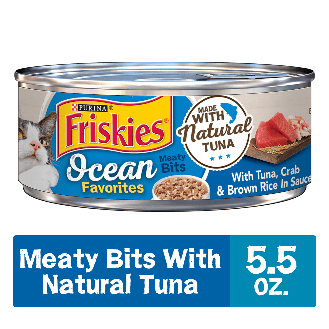 Friskies Natural Wet Cat Food, Ocean Favorites Meaty Bits With Tuna