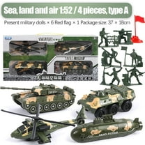 Ke1Clo Diecast Military Vehicle Toy Set with Action Figures Tanks Helicopters Trucks Boys Gift Collection
