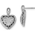 thumbnail image 1 of Sterling Silver Rhodium-Plated Polished Cz Heart Dangle Post Earrings (25.2 X 18) Made In Mexico qe13033, 1 of 4