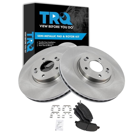 TRQ Front Brake Pad and Rotor Set Semi Metallic Fits 2013-2016 Hyundai Santa Fe