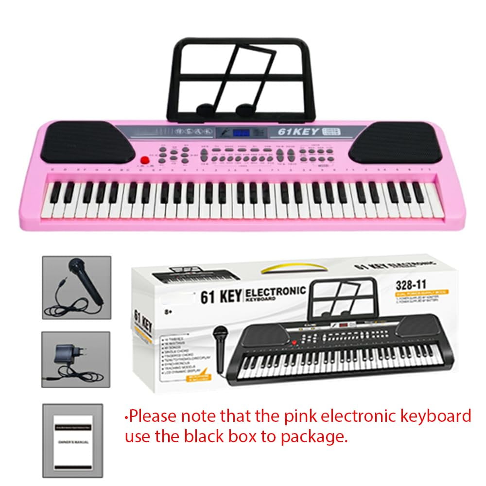iMeshbean Piano Keyboard 61 Keys Electric Keyboard Piano Keyboard Piano for Beginners with Stand, Built-in Dual Speakers, Microphone & Display Panel, Pink