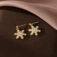 thumbnail image 4 of Solid 925 Sterling Silver Sparkling CZ Snowflake Studs Earrings for Women Teens Snowflake Earrings Studs, 4 of 12