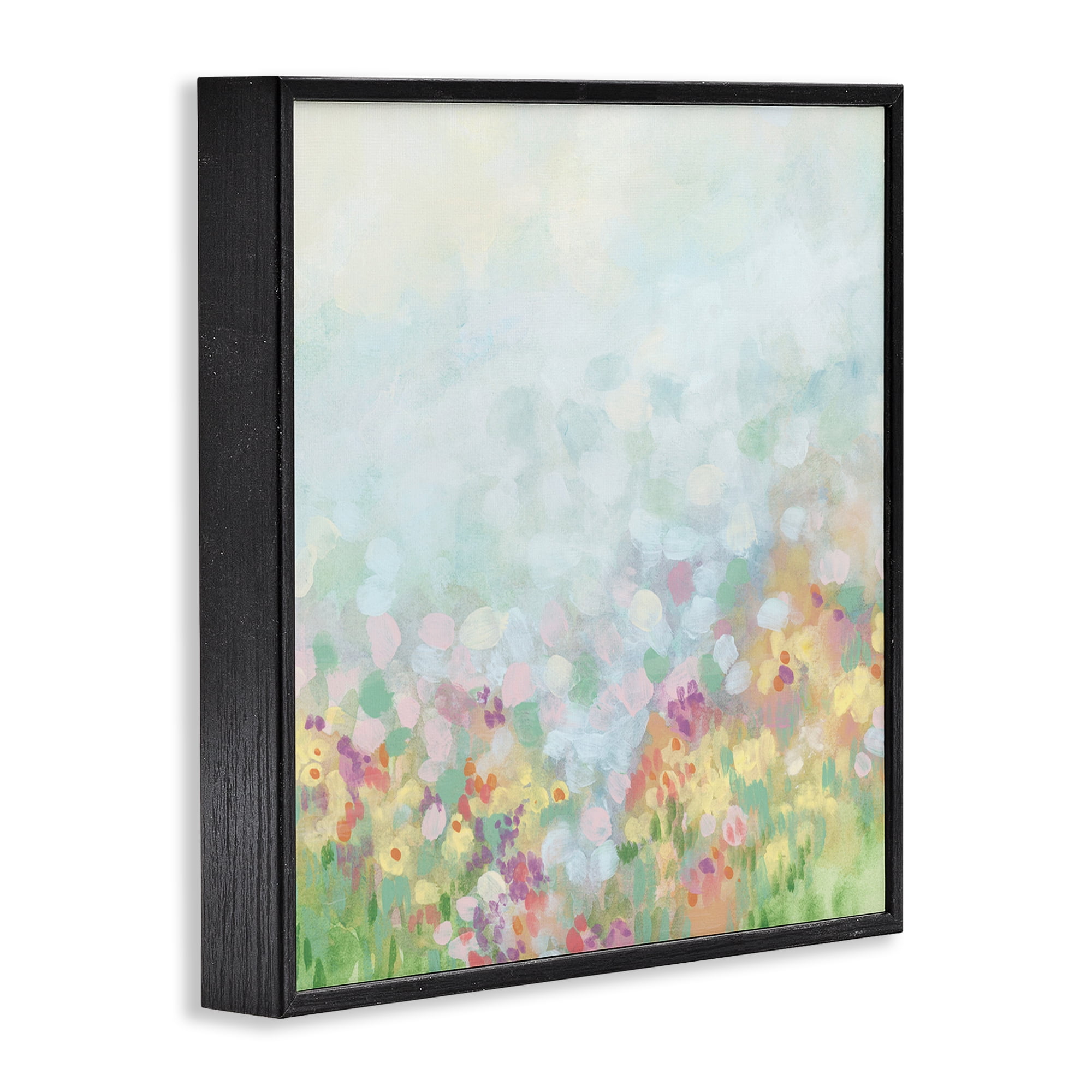Stupell Industries Abstract Soft Meadow Abstract Painting Black Framed Art Print Wall Art, 17 x 17