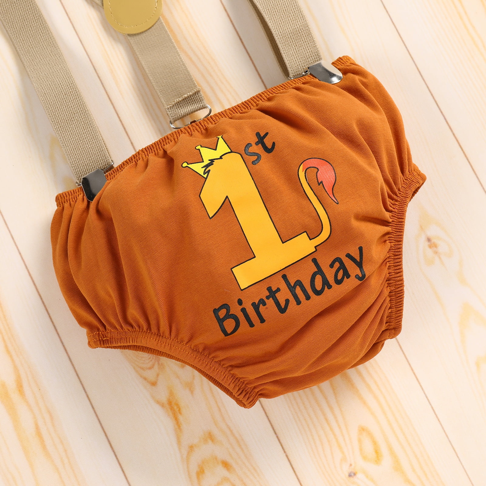 Wild One Birthday Outfit For Boys - 4-Piece Cake Smash Set With Crown, Shorts, Suspenders & Bowtie