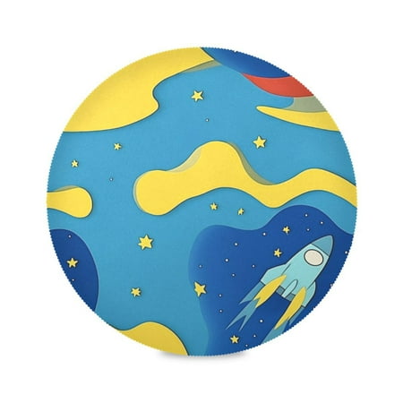

Round Placemat Set 15.4 Inch Diameter Table Mats Heat-Resistant Decorative for Dining Tables A Rocket