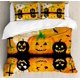 thumbnail image 1 of Juego de funda nórdica, espeluznante Jack o' Lantern tallado y murciélagos de luna llena y tumba, 1 of 6