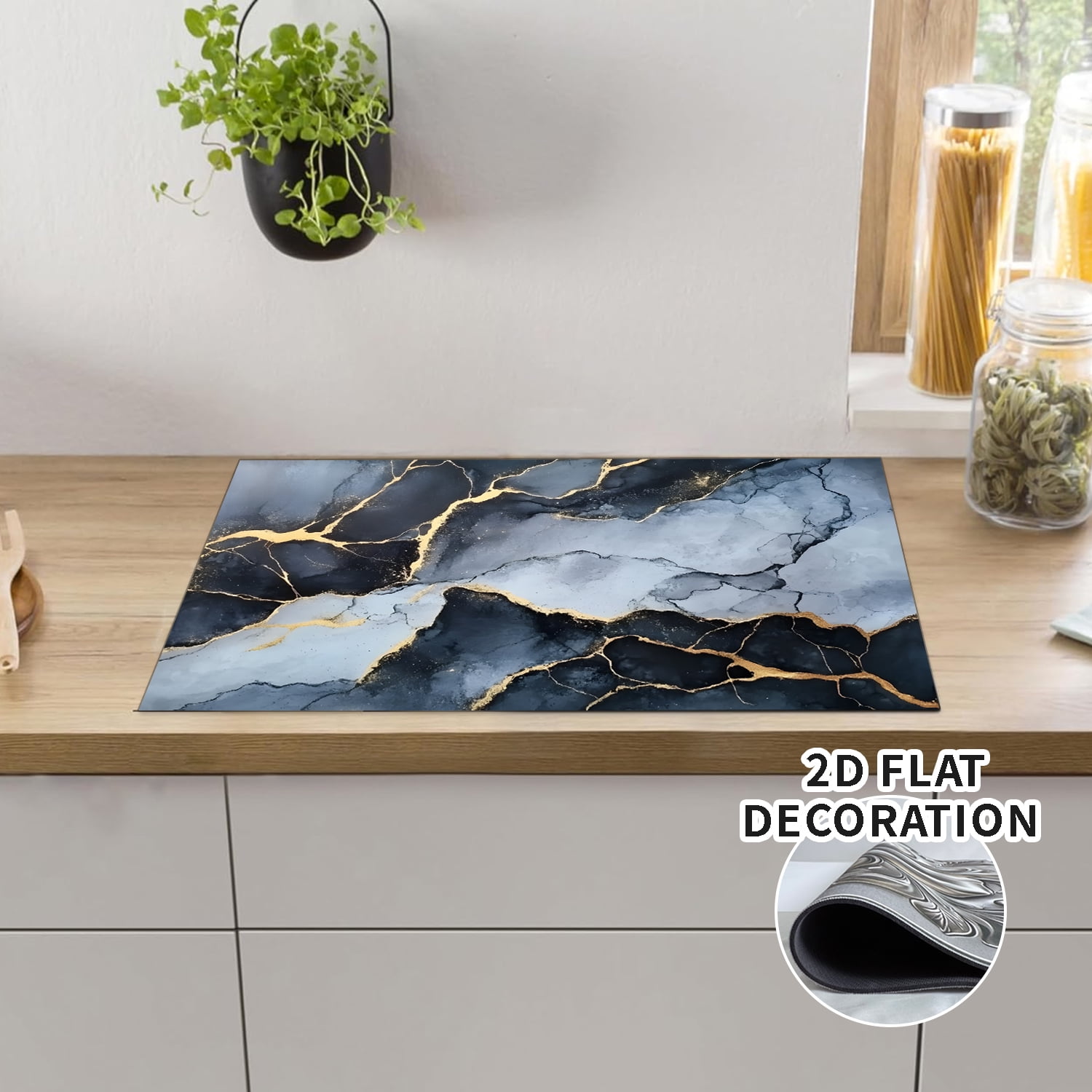 28x20 Inches Stove Top Covers for Electric Stove Black marble - Glass Stove Top Cover