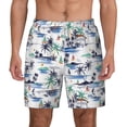 thumbnail image 2 of Picia Hawaii Palms pattern Mens Swim Trunks with Compression Liner Stretch Beach Shorts Quick Dry with Zipper Pockets No-Chafing Board Shorts-Small, 2 of 9