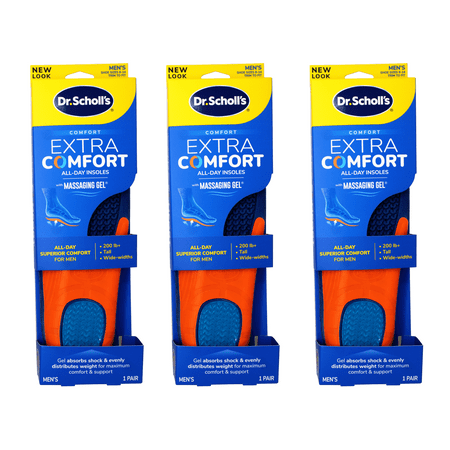 Dr. Scholls Comfort And Energy Extra Support Insoles With Massaging Gel For Men, Size 8-14, 1 Pair, 3 Pack
