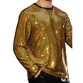 thumbnail image 4 of INSPIRE CHIC Sparkly Sequin T-Shirt for Men's Round Neck Long Sleeve Disco Party Metallic Tee, 4 of 4