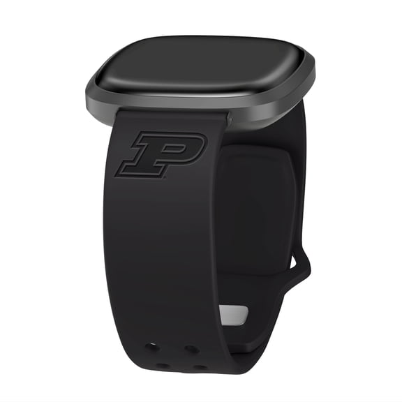 Purdue Engraved Silicone Unisex Watch Band for Fitbit Versa 3 and Sense (Black) by Affinity Bands