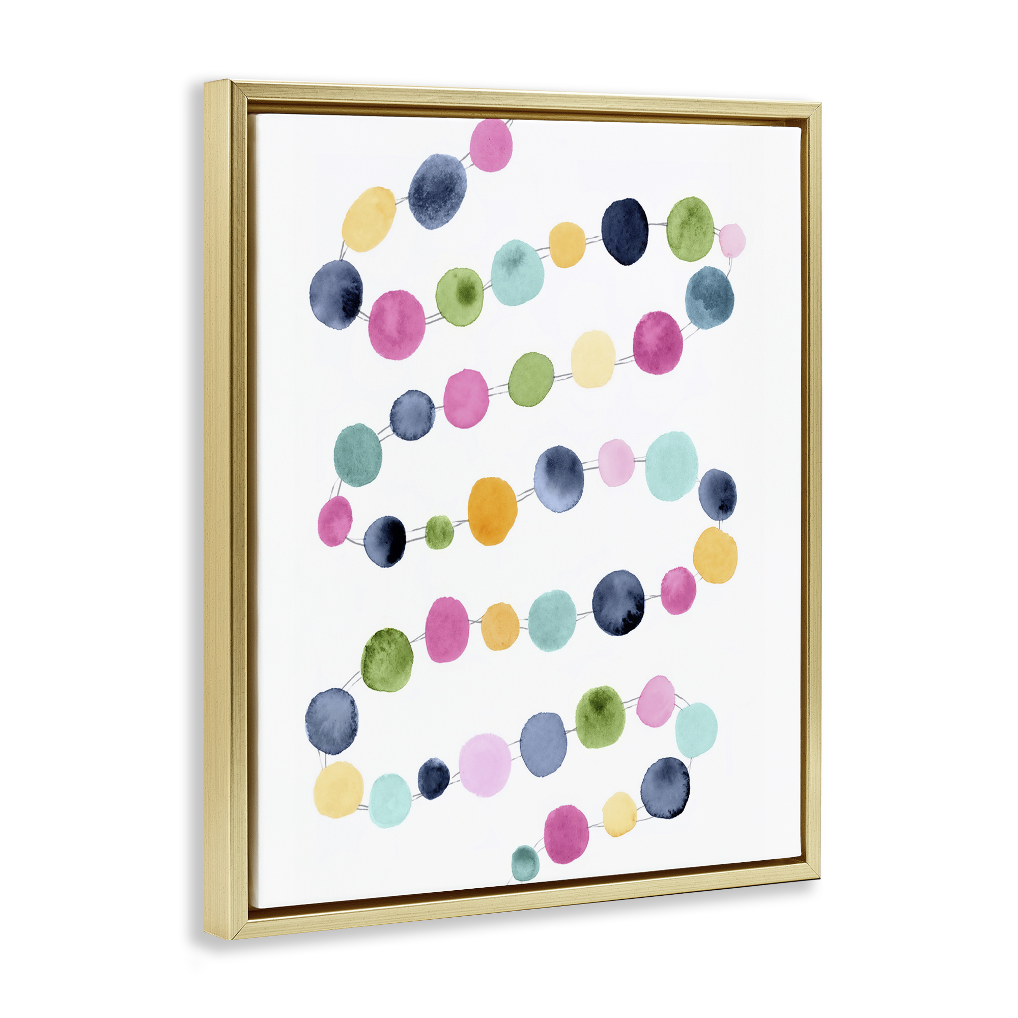 Stupell Industries Pastel Dots Pattern Abstract Painting Gold Floater Framed Art Print Wall Art, 25 x 31