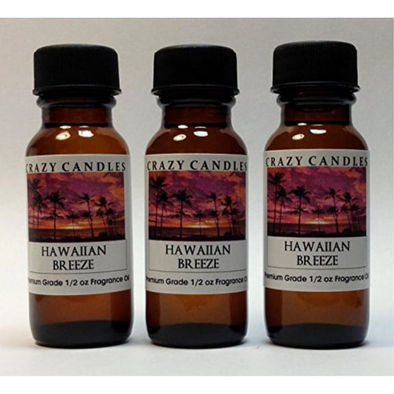 Hawaiian Breeze 3 Bottles 1/2 Fl Oz Each 15ml Premium Grade Scented Fragrance Oil By Crazy Candles
