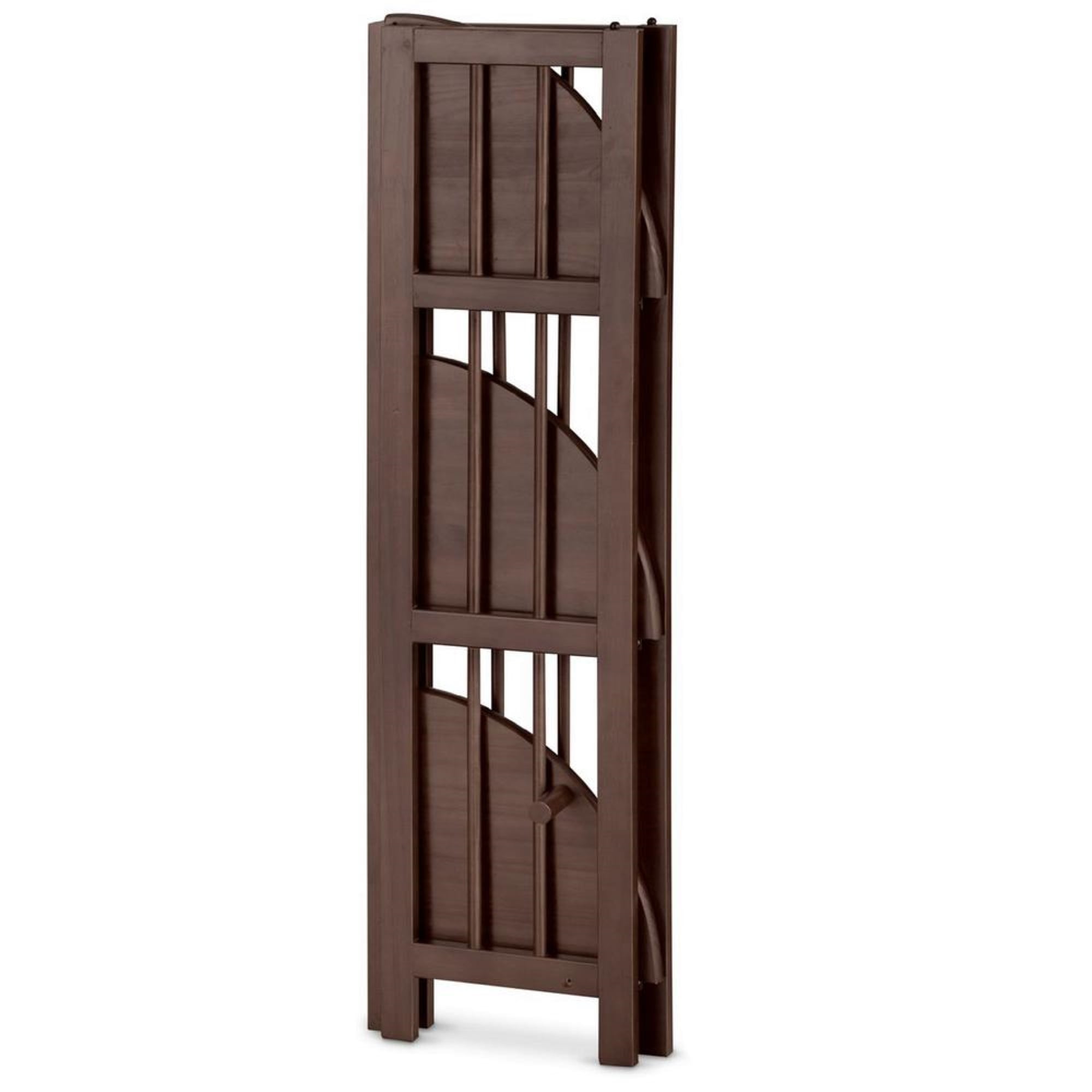 4-Shelf Corner Folding Bookcase - Truffle Brown