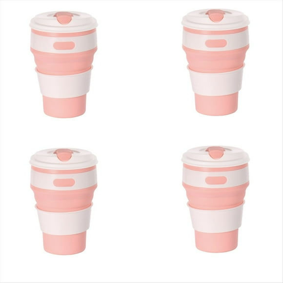 de Viaje Plegable de Silicona Rosa, para Acampar, de Agua Plegable, para Beber para Adultos con Tapa,