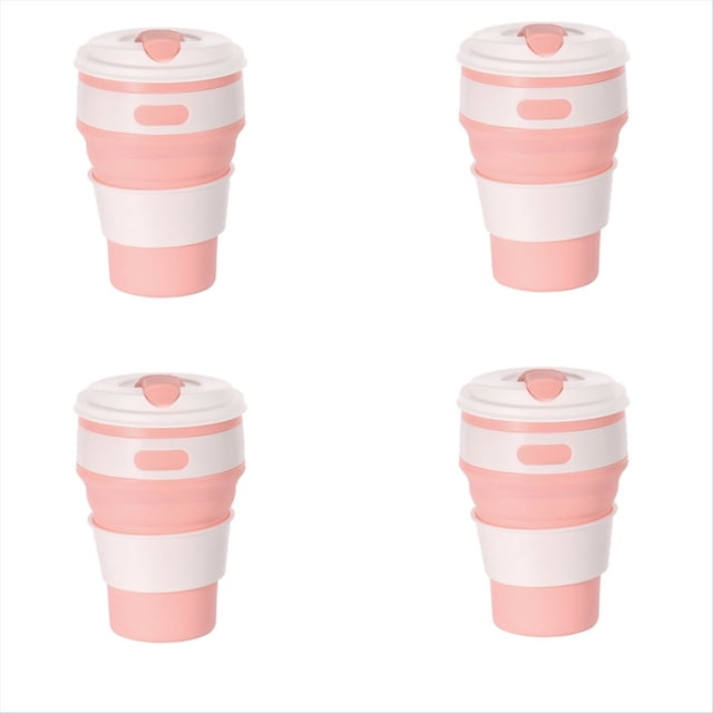 de Viaje Plegable de Silicona Rosa, para Acampar, de Agua Plegable, para Beber para Adultos con Tapa,