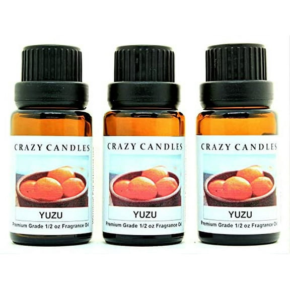 Crazy Candles Yuzu (Japanese Grapefruit) 3 Bottles 1/2 FL Oz Each (15ml) Premium Grade Scented Fragrance Oil