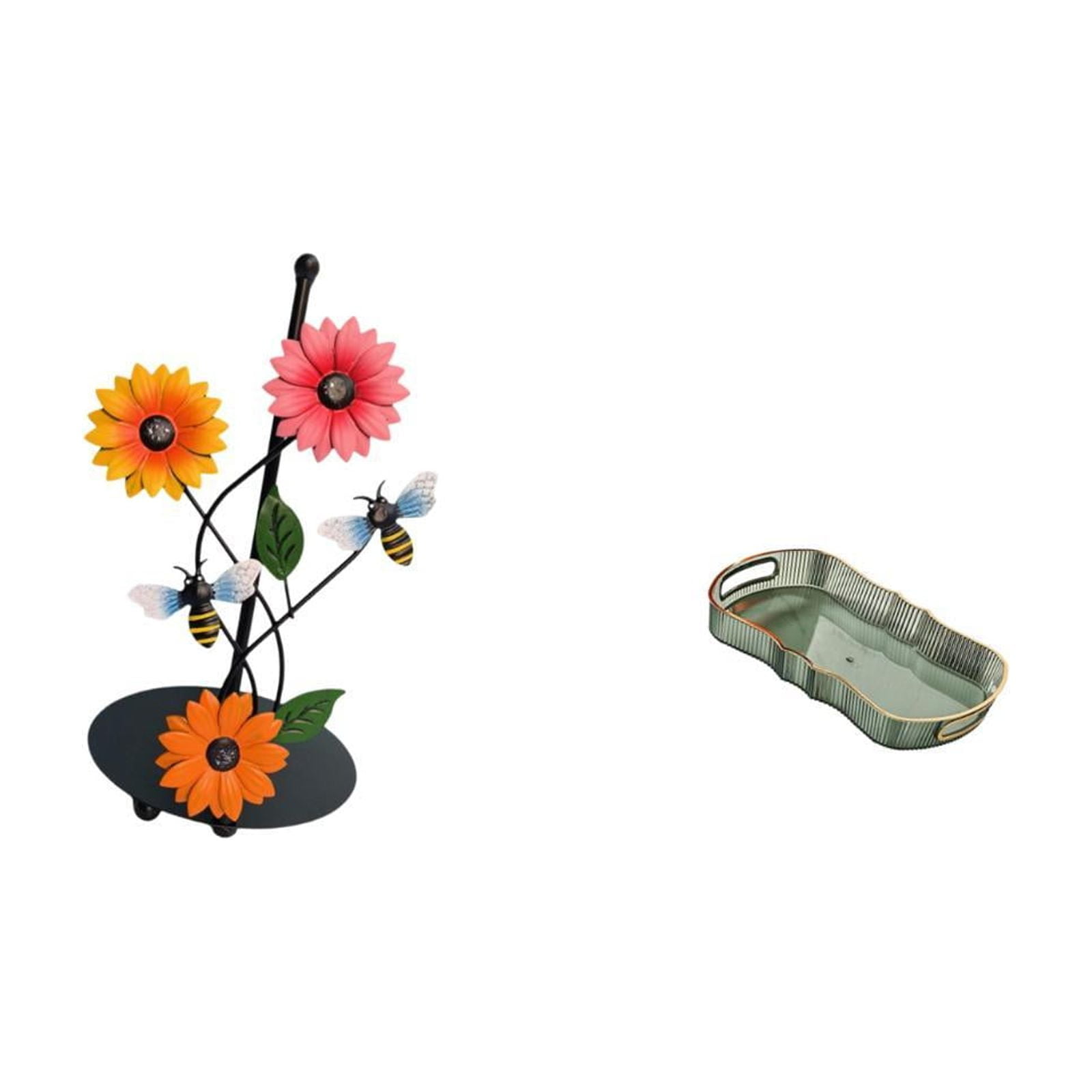 Fiocias Toilet Paper Holder And Paper Towel Holder Countertop with Storage Tray Rectangle Serving Tray Kitchen Fruit Dessert Tray Made of Iron Or PP Suitable
