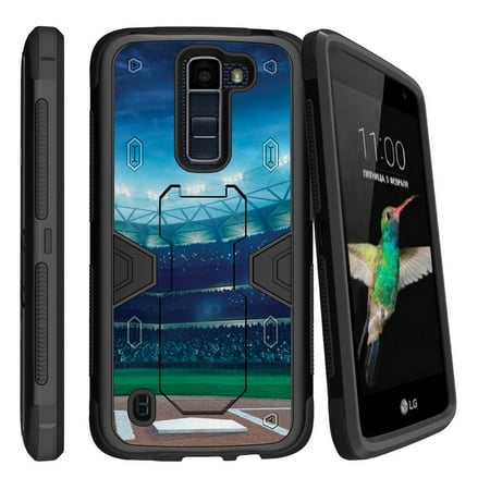 Stadium Stand (LG K7 | LG Tribute 5 Dual Layer Shock Resistant MAX DEFENSE Heavy Duty Case with Built In Kickstand - Baseball)
