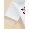 thumbnail image 6 of FEORJGP Toddler Baby Girls Shorts Set 3M 6M 12M 18M 2T 3T Infant Short Sleeve T-shirt Letters Print Shirt Crew Neck Tops with Plaid Shorts Kids Cute Fashion Summer 2-piece Daily Outfit, 6 of 8
