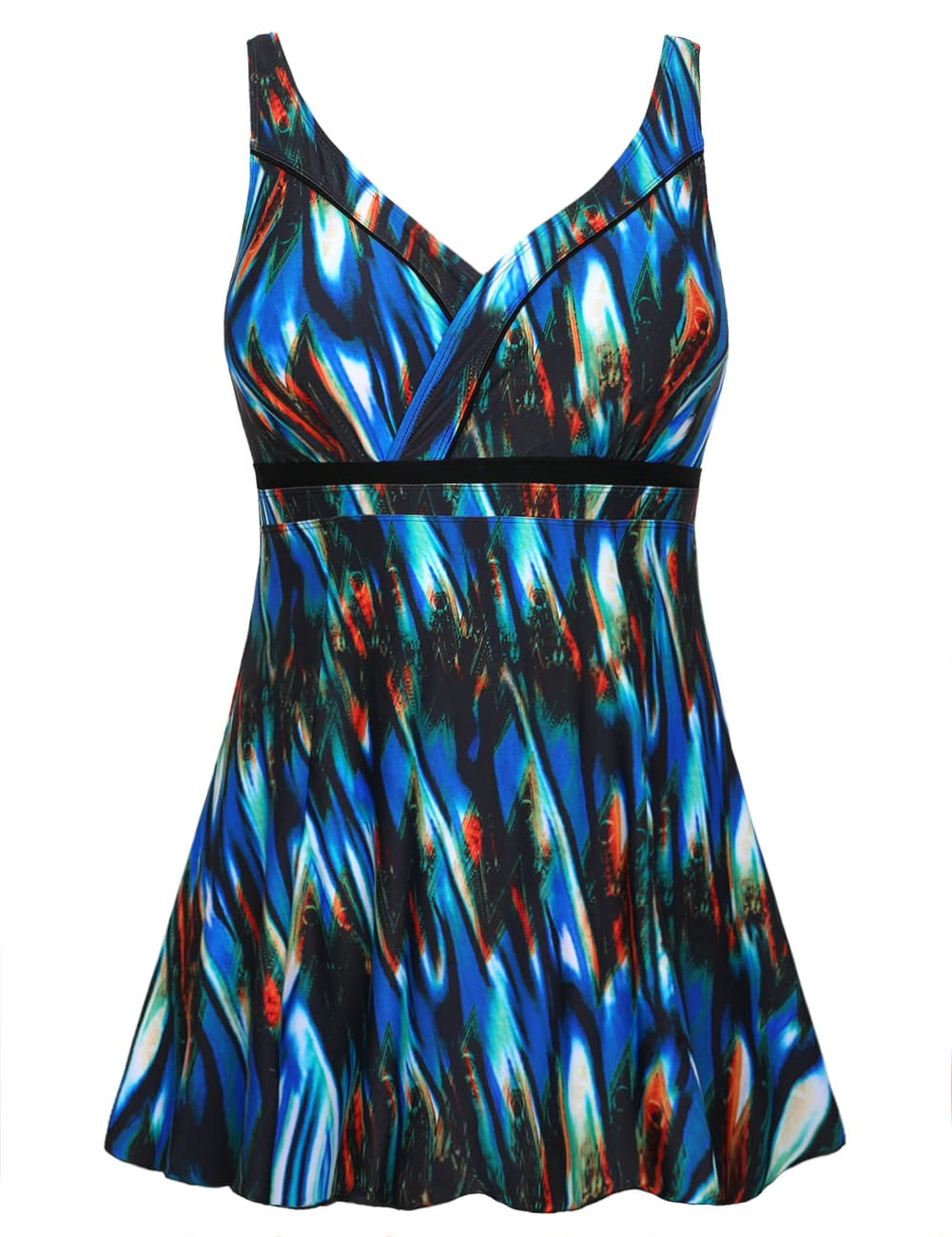 Septangle Women's Vintage Floral Print Swimdress Cover up One Piece