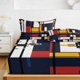 thumbnail image 6 of King Size Fitted Sheet Set - Yellow Red Blue Geometric 3 Piece Bedding Sets 16" Deep Pocket Fitted Sheet with 2 Pillowcases, Modern Color Block Abstract Art Brushed Microfiber Hotel Luxury Bed Sheets, 6 of 9