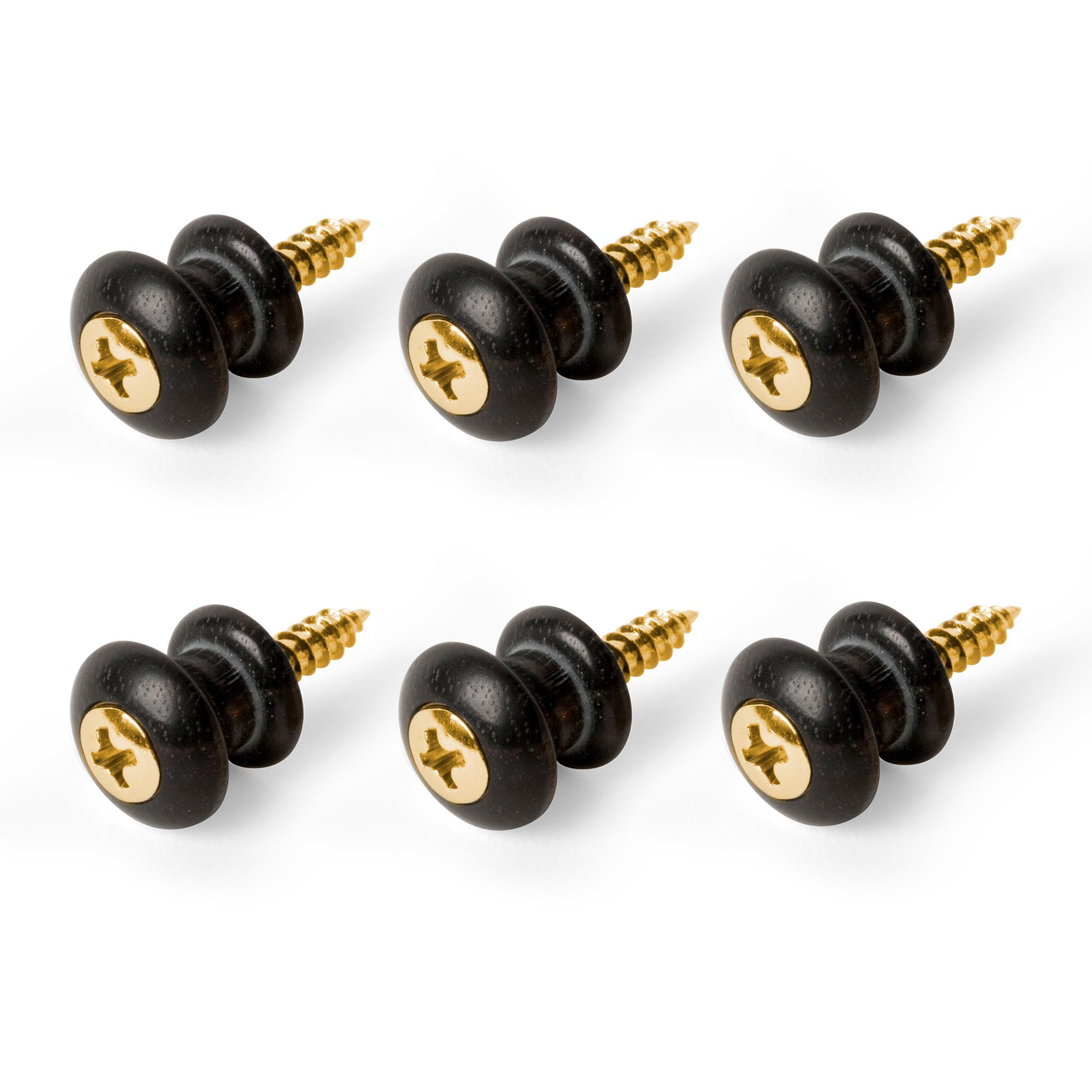 Waverly Guitar Strap Button, Ebony button, gold screw 6 pack