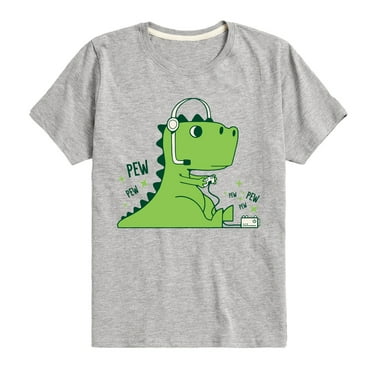 Instant Message - T-Rex Gamer: Pew Pew Pew - Toddler & Youth Short Sleeve Graphic T-Shirt