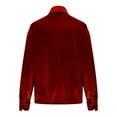 thumbnail image 5 of Lenpel Velvet Tops for Women Vintage Long Sleeve Collared Ruffle Trim Button down Shirts Dressy Casual Velour Blouses(Red,X-Large), 5 of 6